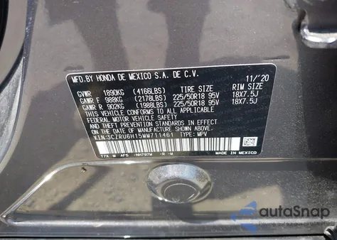 2021 Honda Hr-V Awd Sport из США, поврежденный, VIN 3CZRU6H15MM711461